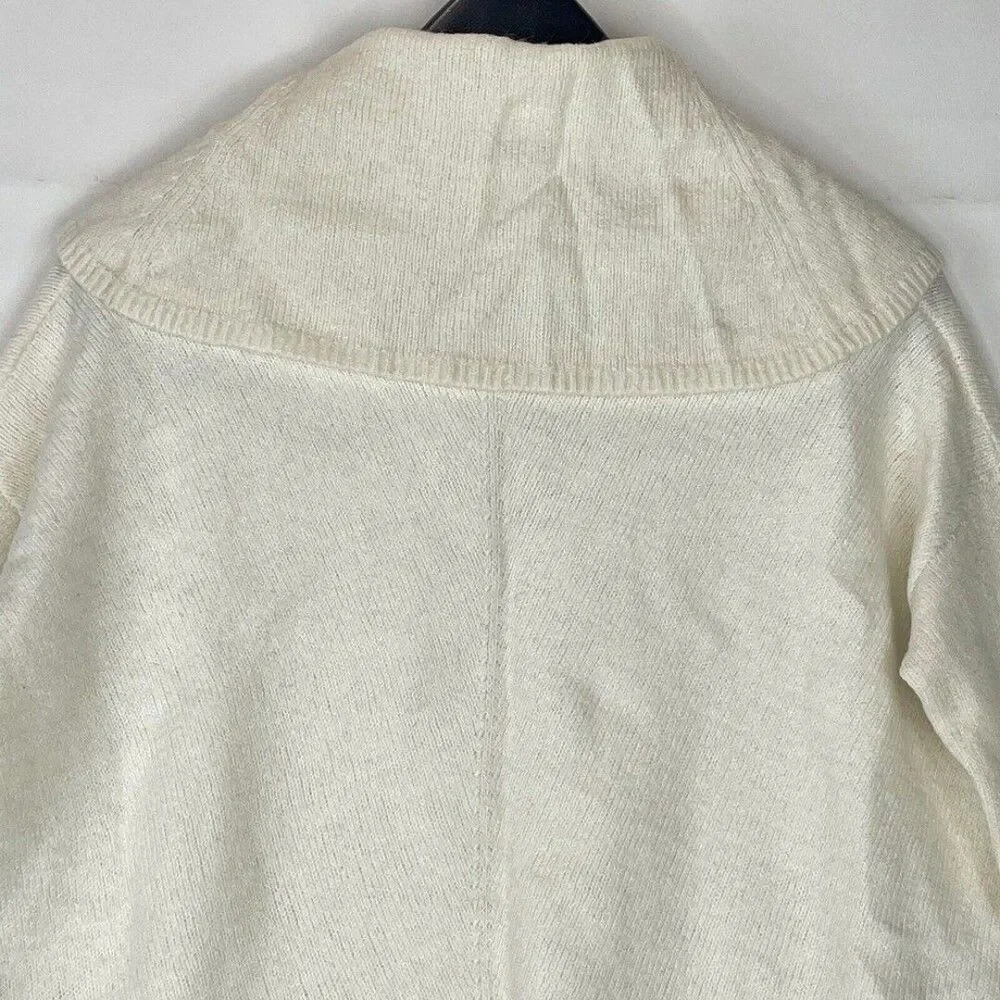 Express Women Cowl Neck Ivory Sweater XSmall azimetrical Long Sleeves
